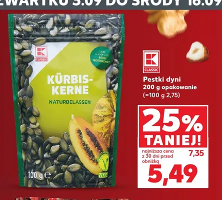 Pestki dyni K-Classic promocja w Kaufland