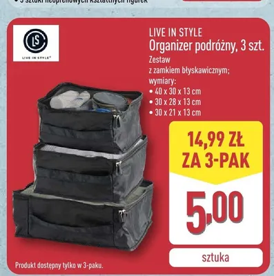 Organizer podróżny Live In Style 3-pak promocja w Aldi