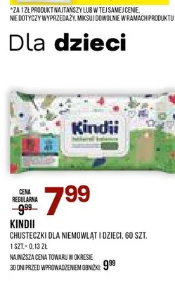 Chusteczki dla niemowląt i dzieci Kindii promocja w Drogerie Natura