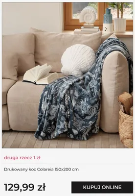 Koc drukowany home&you Colareia 150x200 cm promocja w home&you