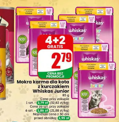 Mokra karma dla kota z kurczakiem Whiskas Junior promocja w Dino