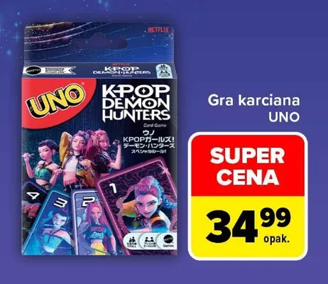 Gra karciana Uno K-Pop Demon Hunters promocja w Carrefour