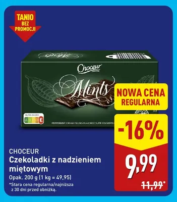 Czekoladki z nadzieniem miętowym Choceur promocja w Aldi