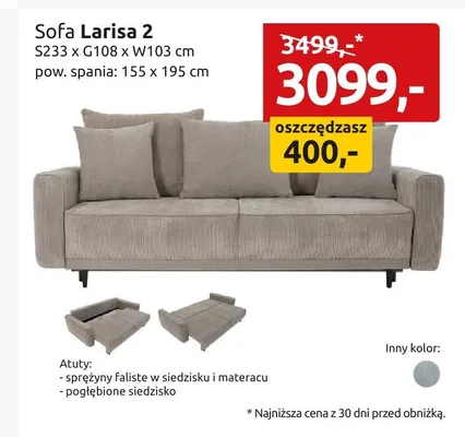 Sofa Larisa 2 promocja w Black Red White