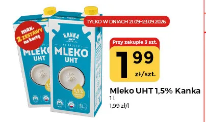 Mleko UHT Kanka 1,5% promocja w Społem Częstochowa