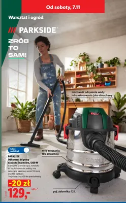 Odkurzacz do pracy na sucho i na mokro Parkside promocja w Lidl