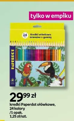 Kredki ołówkowe ścieralne z gumką Paperdot promocja w Empik