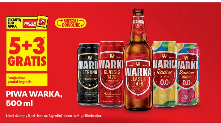 Piwo bezalkoholowe Warka Radler Cytryna promocja w Biedronka