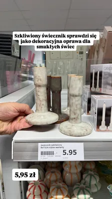Świecznik szkliwiony promocja w Action
