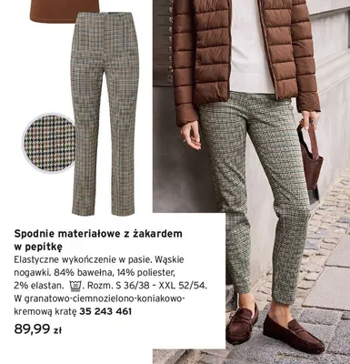 Spodnie materiałowe z żakardem w pepitkę promocja w Tchibo