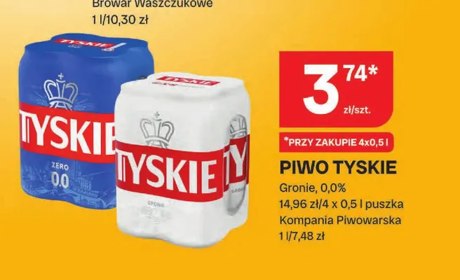 Piwo Tyskie Gronie 4-pak 500 ml promocja w Chorten