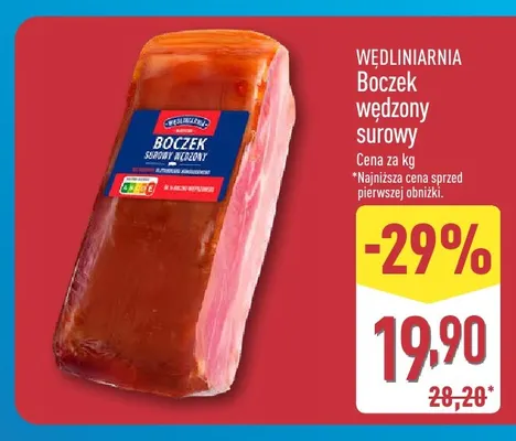 Boczek wędzony surowy Wędliniarnia promocja w Aldi