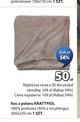 Koc z polaru Krattfiol 200x220 cm promocja w Jysk