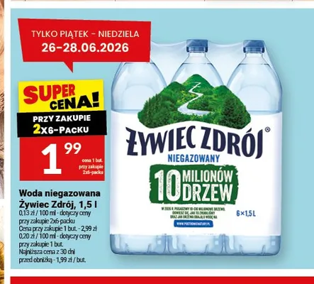 Woda niegazowana Żywiec Zdrój 6-pak 1,5 l promocja w Twój Market