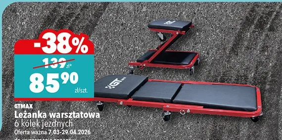 Leżanka warsztatowa na kółkach promocja w Biedronka