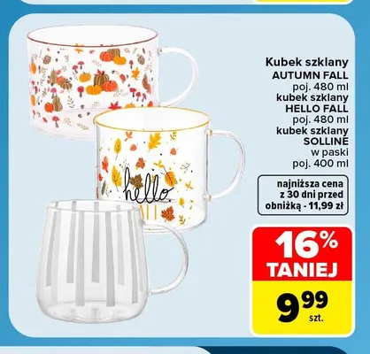 Kubek szklany Solline w paski promocja w Carrefour