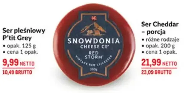 Ser Cheddar Snowdonia - porcja różne rodzaje promocja w Makro