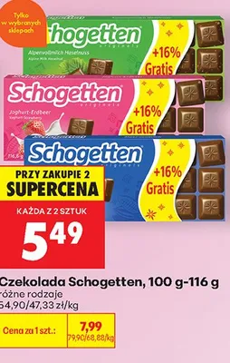 Czekolada Schogetten Alpenvollmilch Haselnuss promocja w Biedronka