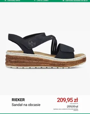 Sandał na obcasie Rieker promocja w Deichmann