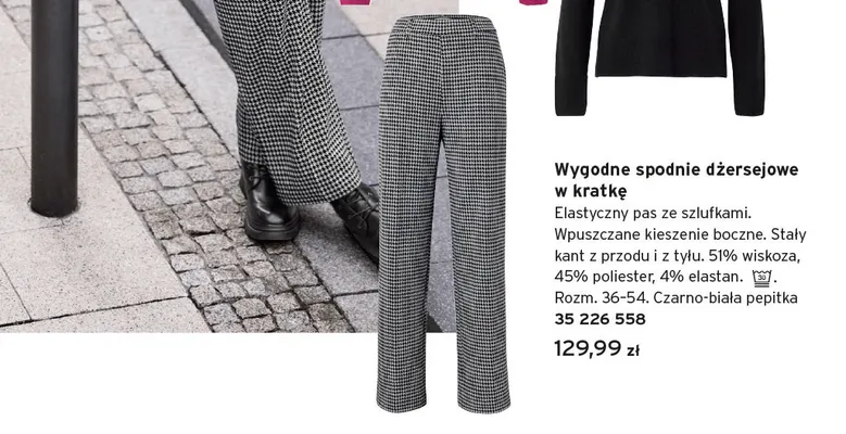 Wygodne spodnie dżersejowe w kratkę promocja w Tchibo