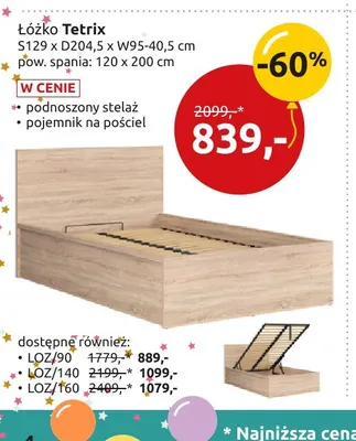 Łóżko Tetrix 120x200 cm promocja w Black Red White