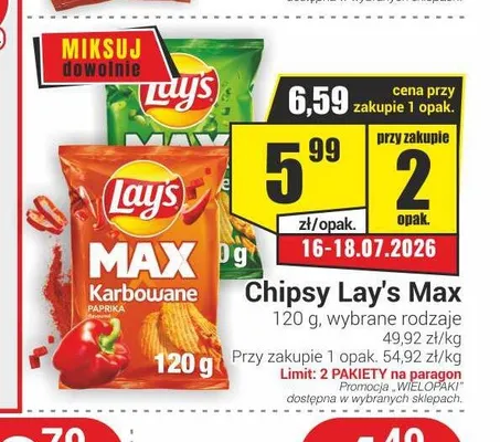 Chipsy Lay's Max Karbowane o smaku zielonej cebulki promocja w Delikatesy Sezam