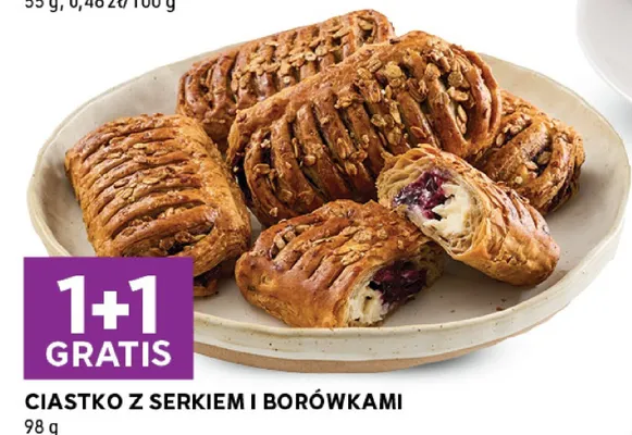 Ciastko z serkiem i borówkami promocja w Stokrotka
