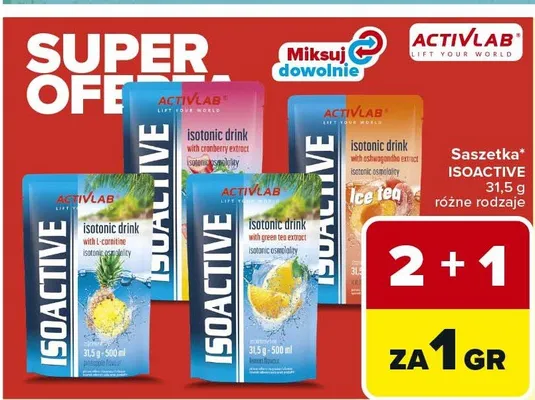 Saszetka Isoactive różne rodzaje promocja w Carrefour