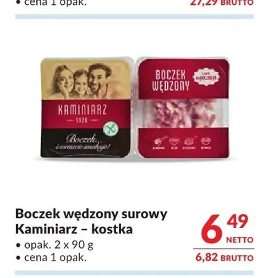 Boczek wędzony surowy Kaminiarz kostka promocja w Makro