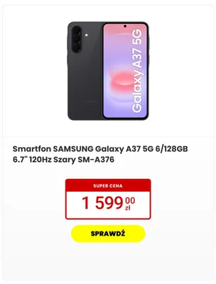 Smartfon SAMSUNG Galaxy A37 5g 6/128GB 6.7" 120Hz Szary SM-A376 promocja w Media Expert