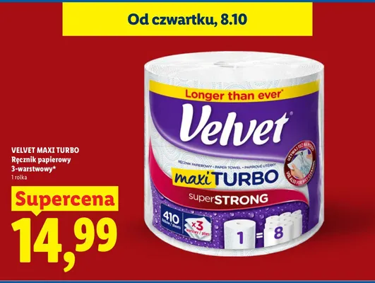 Ręcznik papierowy Maxi Turbo 3-warstwowy Velvet promocja w Lidl