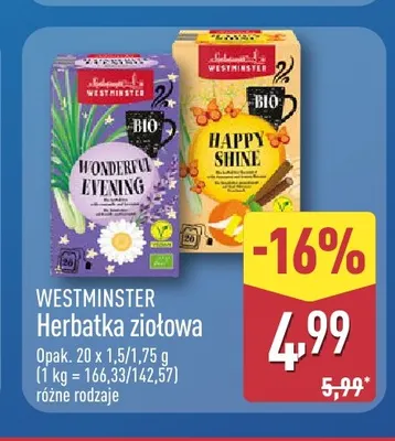 Herbatka ziołowa Wonderful Evening Westminster promocja w Aldi