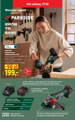 Akumulatorowa szlifierka kątowa Parkside 20V promocja w Lidl