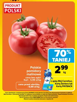Pomidory malinowe polskie promocja w Carrefour