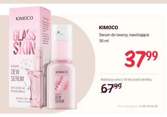 Serum do twarzy nawilżające Kimoco Glass Skin promocja w Rossmann