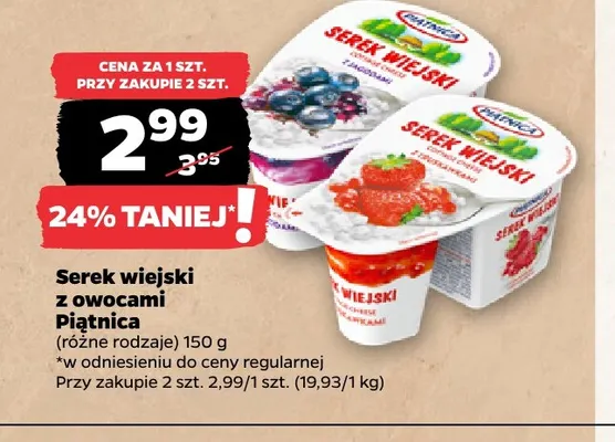 Serek wiejski z owocami Piątnica promocja w Netto