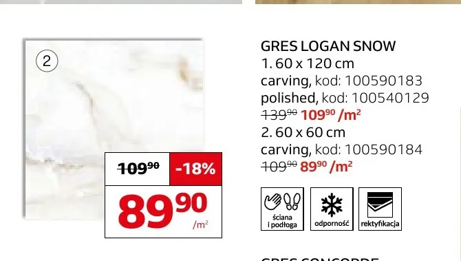Gres Logan Snow 60x60 cm promocja w Komfort