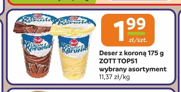 Deser z koroną Zott Top51 promocja w Społem Częstochowa