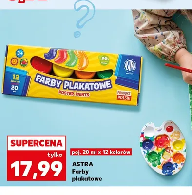 Farby plakatowe Astra 12 kolorów promocja w Kaufland