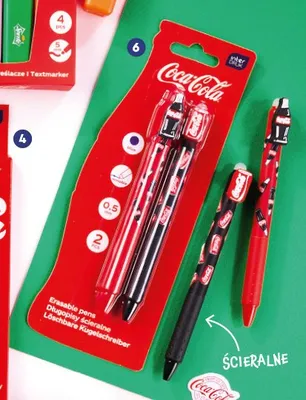 Długopisy automatyczne wymazywalne Coca-Cola Interdruk promocja w Biedronka