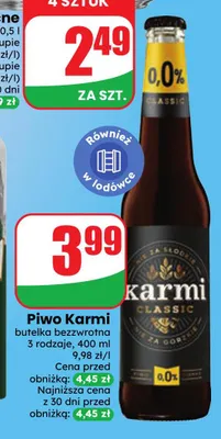 Piwo bezalkoholowe Karmi promocja w Dino