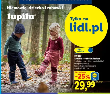 Spodnie softshell dziecięce Lupilu promocja w Lidl