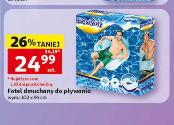 Fotel dmuchany do pływania Bestway wym.: 102x94cm promocja w Auchan