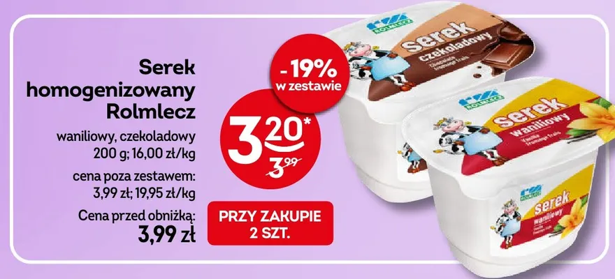 Serek homogenizowany Rolmlecz waniliowy promocja w Żabka