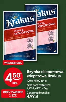 Szynka eksportowa wieprzowa Krakus promocja w Żabka
