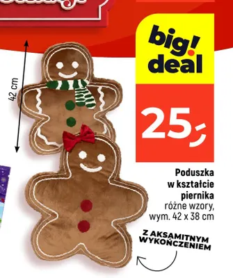 Poduszka w kształcie piernika 42x38 cm promocja w Dealz