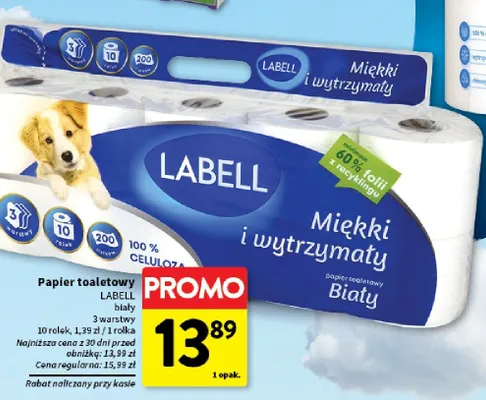 Papier toaletowy LABELL biały 3 warstwy promocja w Intermarche