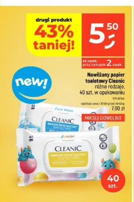 Nawilżany papier toaletowy Pure Water Cleanic promocja w Dealz