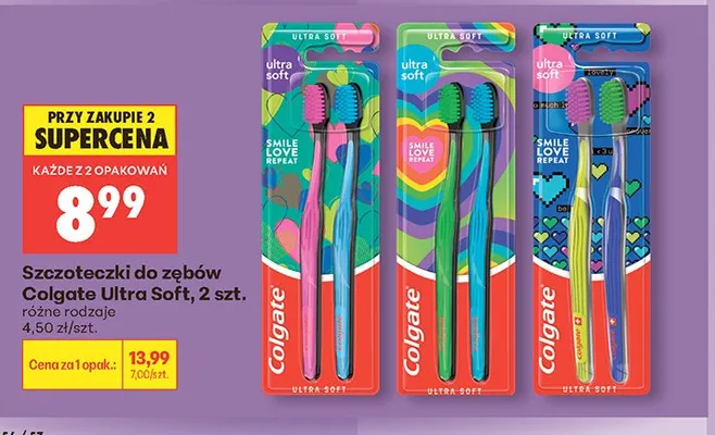 Szczoteczki do zębów Colgate Ultra Soft 2-pak promocja w Biedronka