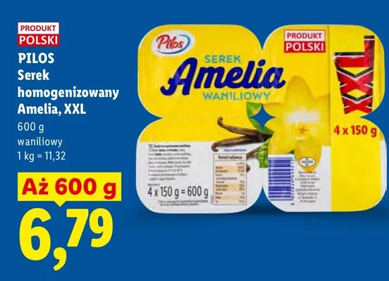 Serek homogenizowany waniliowy Pilos Amelia XXL 4-pak promocja w Lidl